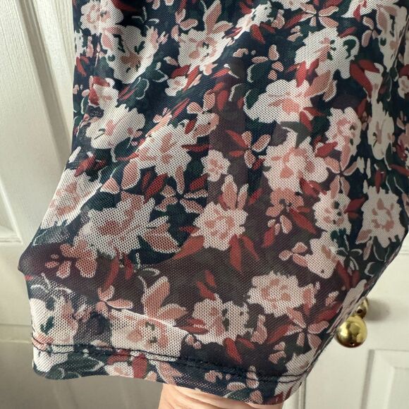 Sage The Label Y2K Mesh Mini Dress Jr Womens XS Floral Lined Green Bodycon - Picture 2 of 11